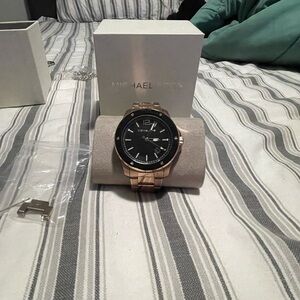 Michael Kors Black and Rose Gold Timepiece